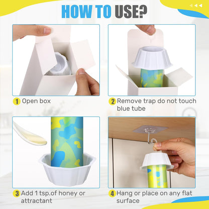 Qualirey 12 Pcs Sticky Fly Trap Fly Stick with Hanging Hook Adhesive Mosquito Catcher for Indoor Outdoor Trap Houseflies and Flying Insects Bee Wasp Moth Fly, 10.2 x 2.5 Inch