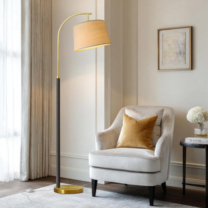 G-SAFAVA Real Wood Floor Lamps for Living Room Bedroom, 62.5" Mid Century Modern Lamp Gold Standing Tall Arc Lamps with Foot Switch, Floor Lamps for Nursery Office Decor Corner Reading Room Light