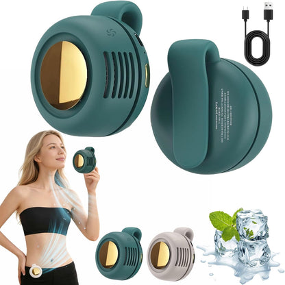 2026 New Portable Silent Mini Bladeless Electric Fan, Portable Small Clip On Fan, Rechargeable Adjustable 3-Speed Suspended Whirlwind Fans for Outdoor & Travel & Office, Travel Accessories (Green)