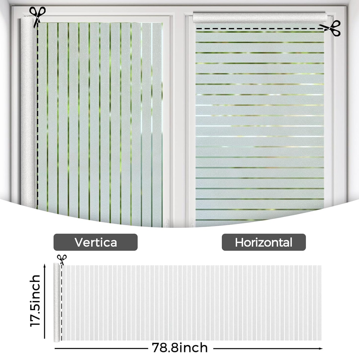 Coavas Frosted Glass Window Privacy Film, Opaque Static Cling No Glue Removable, UV & Heat Blocking Anti-Glare, Renter Friendly Decorative Covering for Bathroom Bedroom Door, 17.5 x 78.7 in