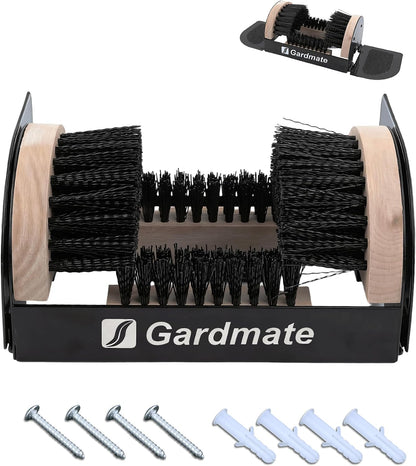 Boot Brush and Scraper Combo - 4-Way Boot Cleaner Brush Outdoor Heavy Duty, Dual Anti-Slip Base with Magnetic Storage - Mud, Snow, Boot Scraper for Home, Farm, Garden - Includes Screws