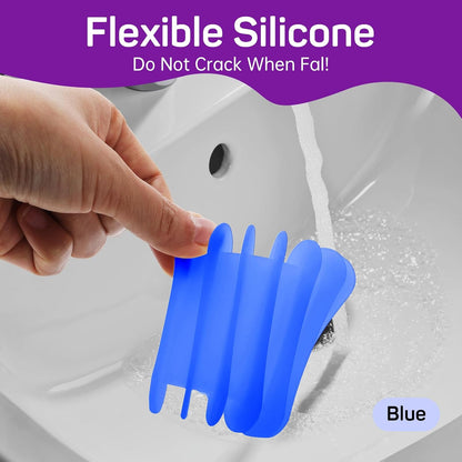 2 Pcs Self Draining Silicone Soap Holder - Waterfall Design Soap Dishes for Bathroom, Keeps Soap Bars Dry & Clean,White
