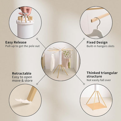 RFOUO Wall Mounted Clothes Drying Rack Tripod,Foldable Drying Rack,Wall Mounted Dryer Rack Clothing,Over The Door Drying Rack for Laundry Bedroom Household Aluminium