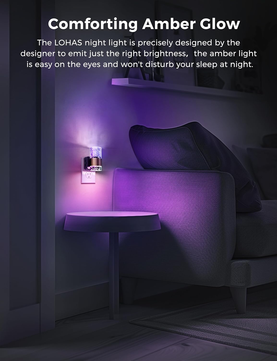 L LOHAS LED Night Light,Dimmable Night Lights Plug into Wall, 2 Pack Acrylic Nightlight with 0-100 LM Adjustable Brightness, 3000K Plug in Night Light with Dusk to Dawn Sensor, for Bathroom Hallway
