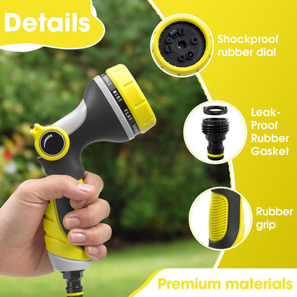 Garden Hose Nozzle,Hose Spray Nozzle with Adjustable 10 Watering Patterns,Slip Resistant High Pressure Water Hose Nozzle Sprayer for Plants & Lawns Watering,Car Washing and Pet Showering