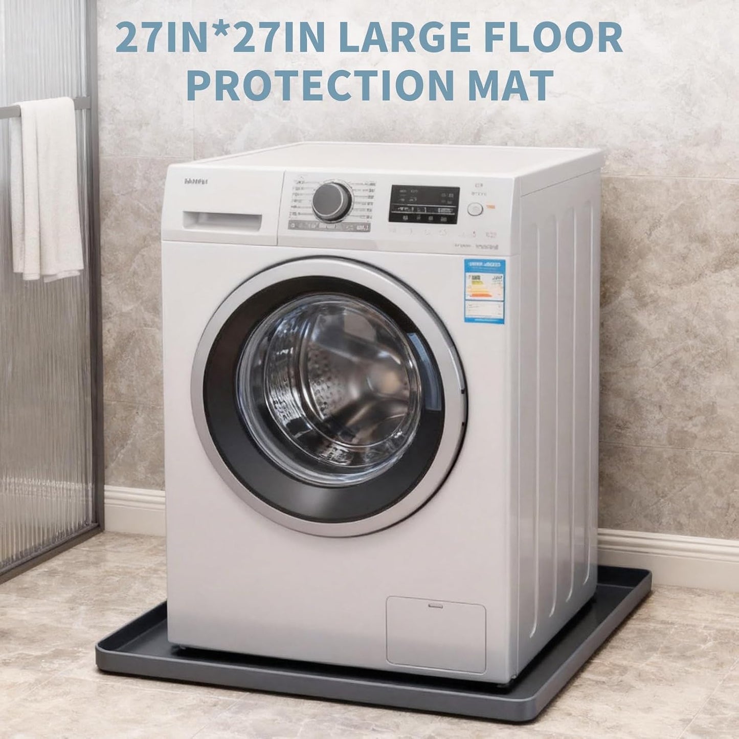 Large washing machine Drain Pan Silicone Mat, 27×27inch with 0.78" Raised Edges Foldable Washing Machine Pan Silicone Mat, Multi-function Waterproof Non Slip Washer Drip Tray for Floor Protection