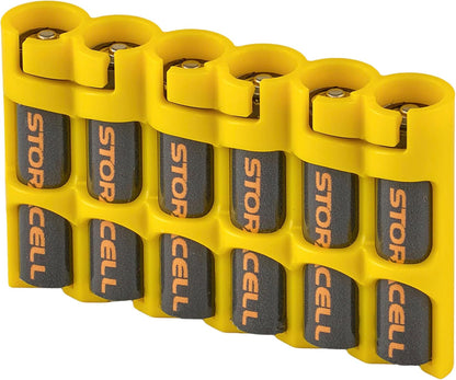Storacell SLAAAORG by Powerpax SlimLine AAA Battery Caddy, Orange, Holds 6 Batteries, 1 Count (Pack of 1)