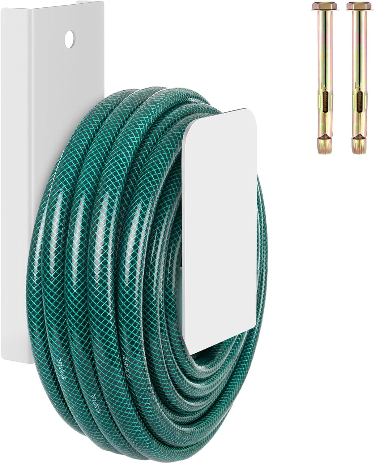 CroBlissful Garden Hose Holder Wall Mount Garden Water Hose Hanger Metal Line Hanger Holds Over 100' Heavy Duty Bracket for Outside Expandable Extension Cords Ropes Holder(White)