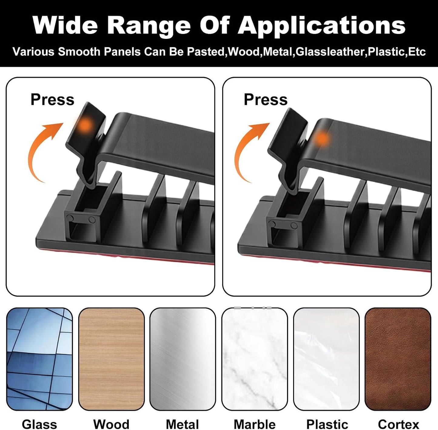 14Pcs Self Adhesive Cable Clips, Cord Organizers Wire Clips | Adhesive Cable Clips for Desk Cord Management Wire Clip Cord Holder for Under Desk, Car, Wall, TV PC Ethernet Cables (Black)