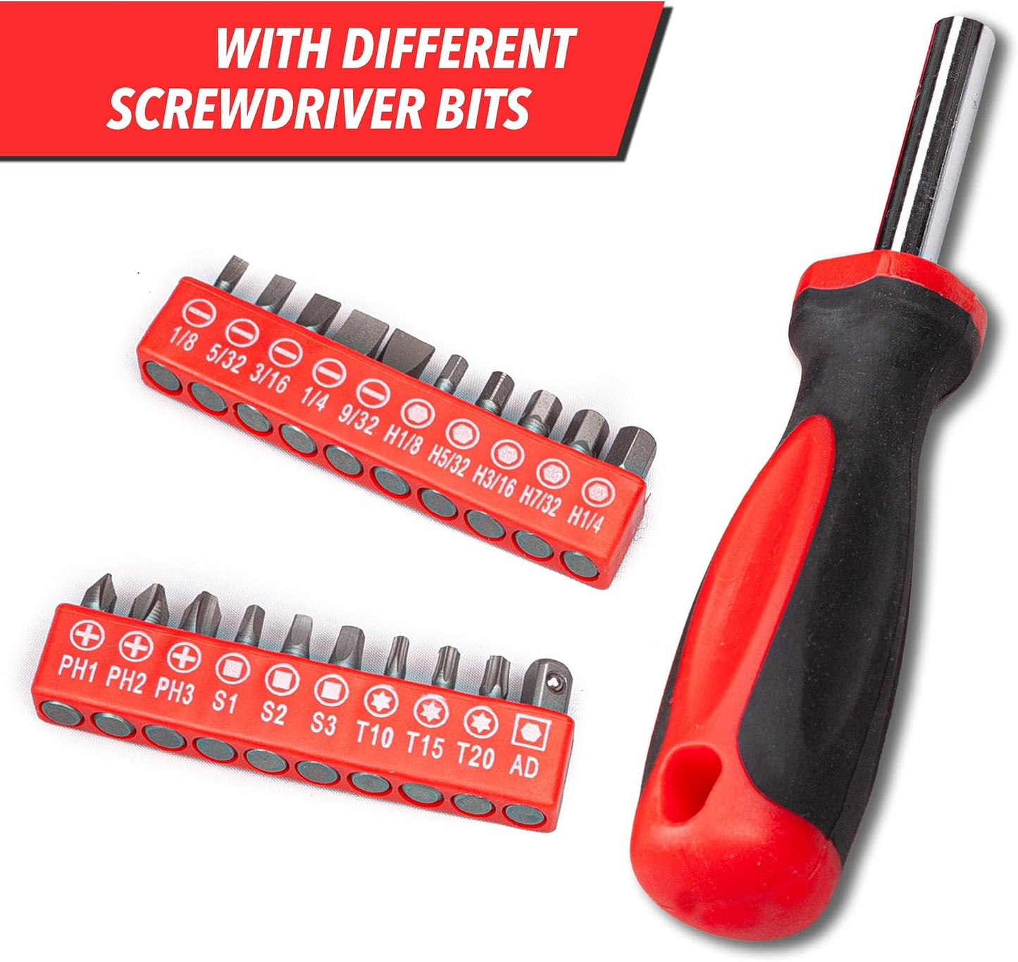 CARTMAN 136-Piece Household Tool Set, Home Repair Kit With Storage Case Box | Complete tool assortment for home repairs, office fixes, dorm needs, furniture setup, crafting, and everyday household fixes.