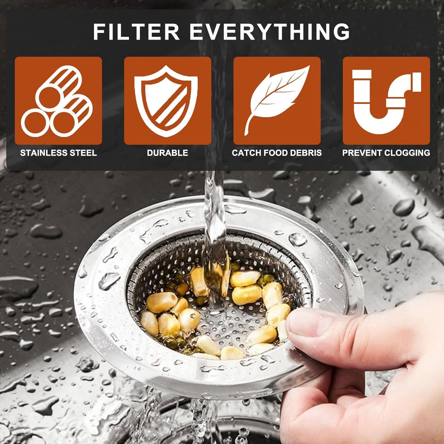 2 pcs Heavy Duty Stainless Steel Slop Basket Filter Trap, 2.75" Top / 1" Mesh Metal Sink Strainer,Perfect for Kitchen Sink/Bathroom Bathtub RV Wash Basin Floor Drain Balcony Drain Hole