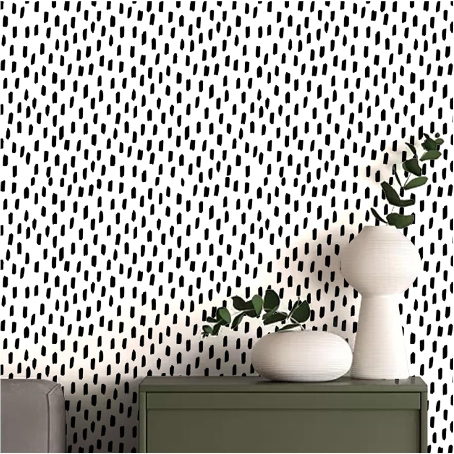 HAOKHOME Peel and Stick Wallpaper Boho Modern Dots Wall Paper Removable for Bathroom Caramel/White Contact Paper 17.3in x 9.8ft