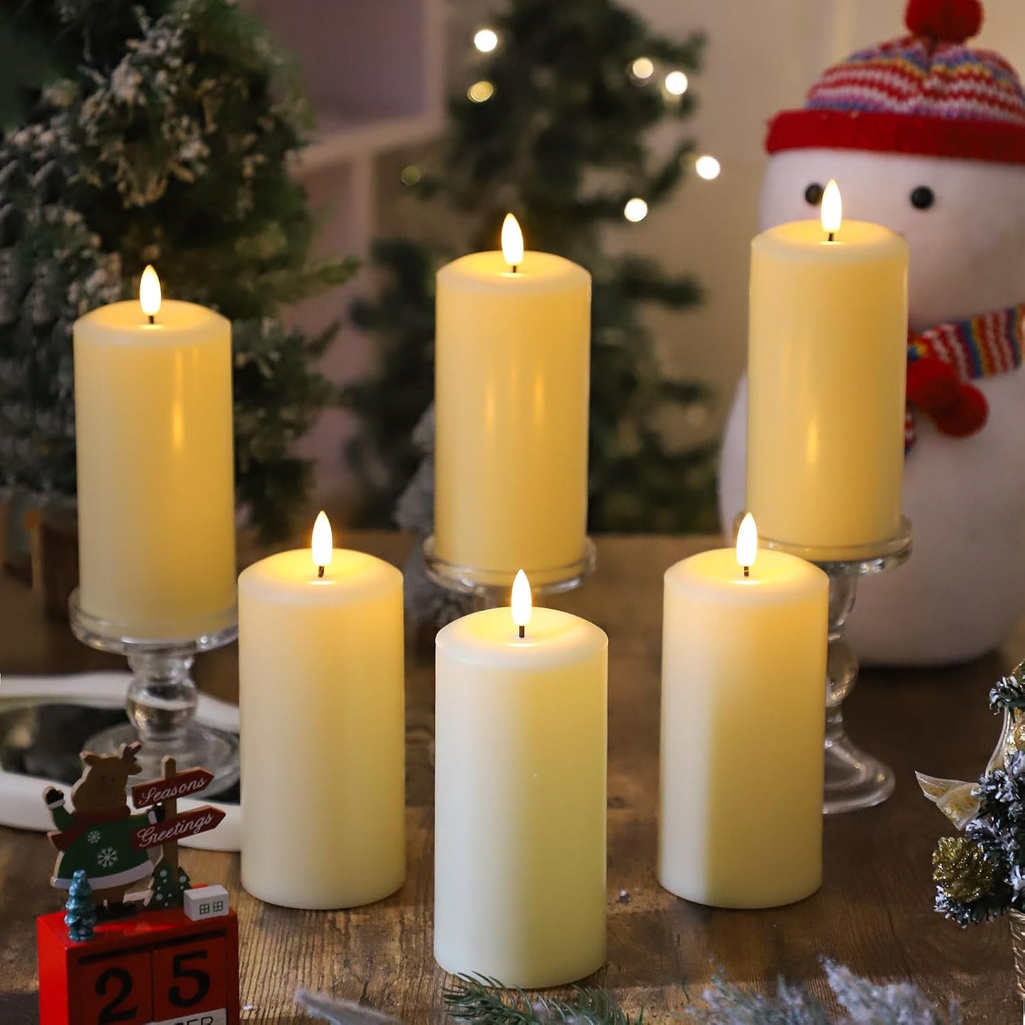 Flameless Candles Battery Operated with Remote and 2/4/6/8 H Timer, 6pcs Flickering Fake Electric Candles for Festival Wedding Home Party Decor (D3 x H 6") (White)