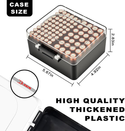 FULLCASE Plastic Battery Organizer with Tester, Battery Storage Case for AA AAA C D 9V Batteries, Portable Battery Holder Box for Home, Travel & Emergency Kits(Case Only) Black