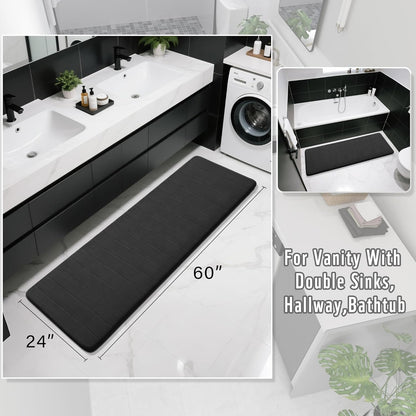 Yimobra Memory Foam Bath Mat, Super Soft Absorbent Bathroom Rug Non Slip, Quick Dry, Machine Washable Floor Carpet for Tub Shower, Home Decor Accessories, 24x17, Grey