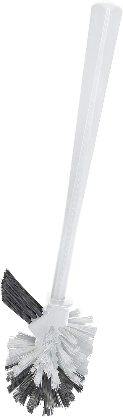 Bath Bliss Self Closing Lid Toilet Brush with Rim Scrubber | Dimensions: 5. 9" x 5. 3" x 15. 4" | Self Closing | 360 Degree Bristle | Bathroom Cleaning | Separate Rim Scrubber | White