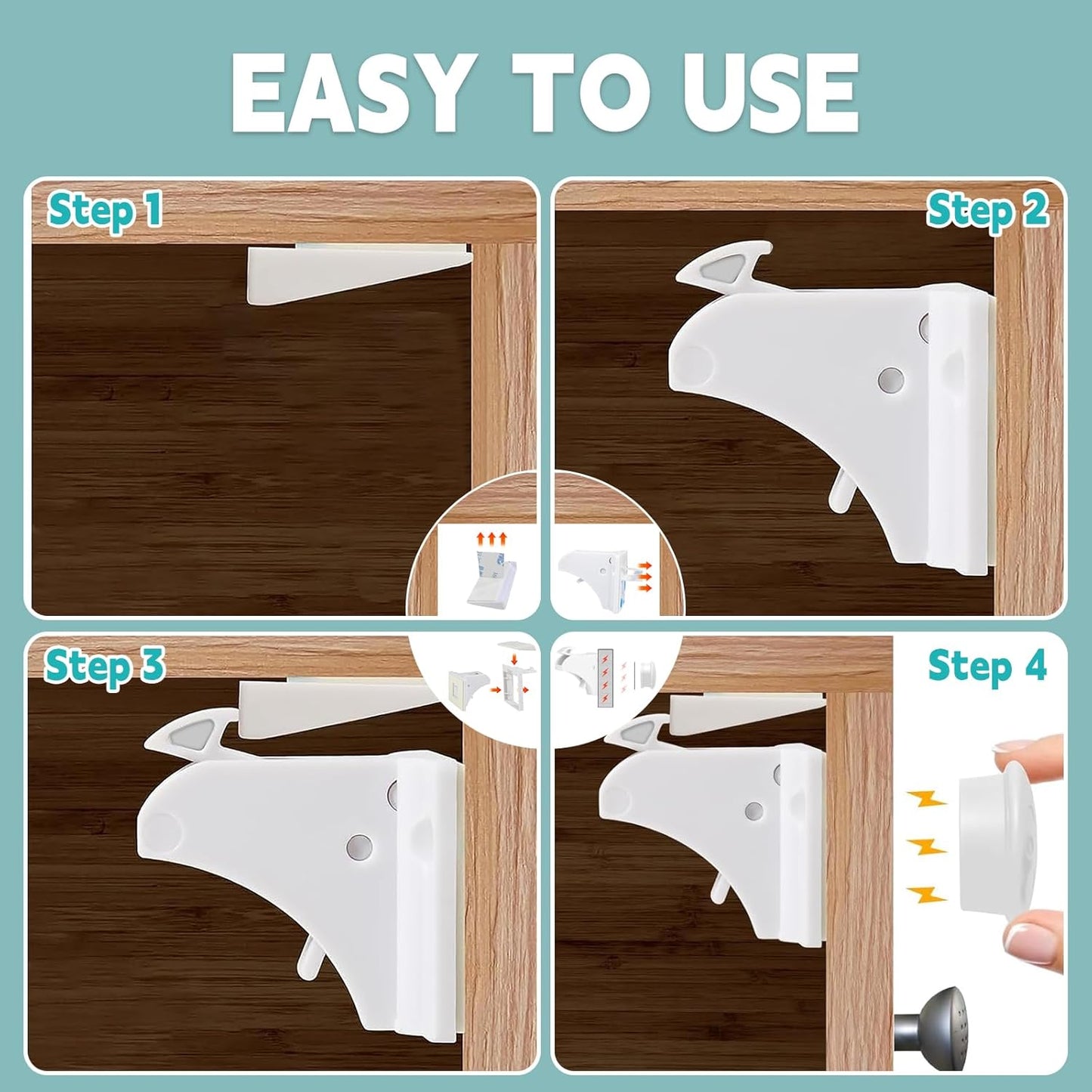 10 Pack Magnetic Cabinet Locks for Baby Proofing - Child Safety Drawer Locks with 2 Keys, No-Drill 3M Adhesive Installation, Fits 2" Thick Cabinets, Kitchen Bathroom Safety Locks