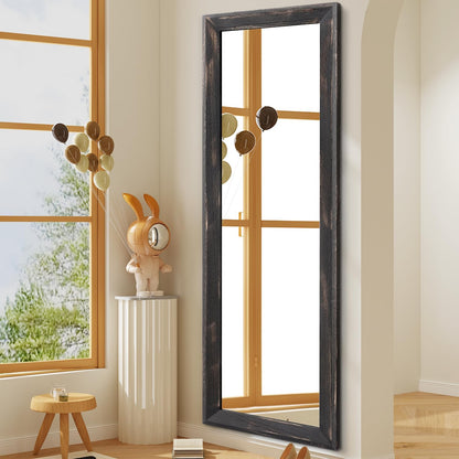 AAZZKANG Full Length Mirror Rectangle Wood Framed Large Wall Mirrors Black | 47"x16" Bedroom Living Room Bathroom Dressing Room Entryway Hanging Mirror