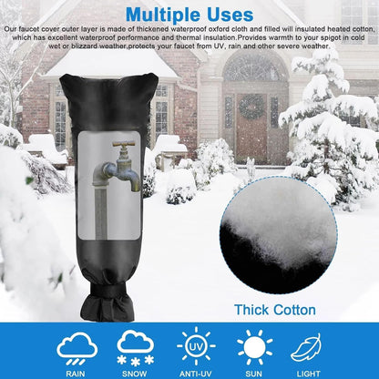 Outdoor Water Faucet Cover for Winter, 25" x 13" Outside Thickened Yard Spigot Cover for Winter Freeze Protection, Reusable Waterproof Faucet Socks