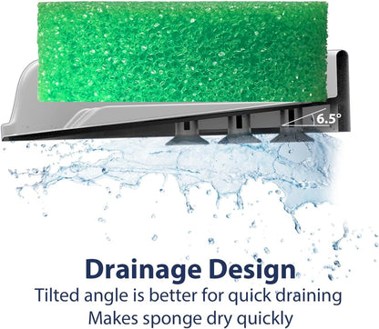 Sponge Holder for Scrub Daddy with Suction Cups and Drain Spout Kitchen Sink Caddy Organizer, Soap Dishes Holder Accessories Rack, Dishwasher Safe - 4.7"x4.7", Green