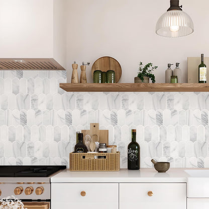 Vamos Tile Upgraded Thicker Design Peel and Stick Backsplash Tile, Self Adhesive Vinyl Wall Tiles, Stick on Backsplash for Kitchen, Bathroom, RV,Pantry,10-Sheet Grayish Blue Marble with White Grout
