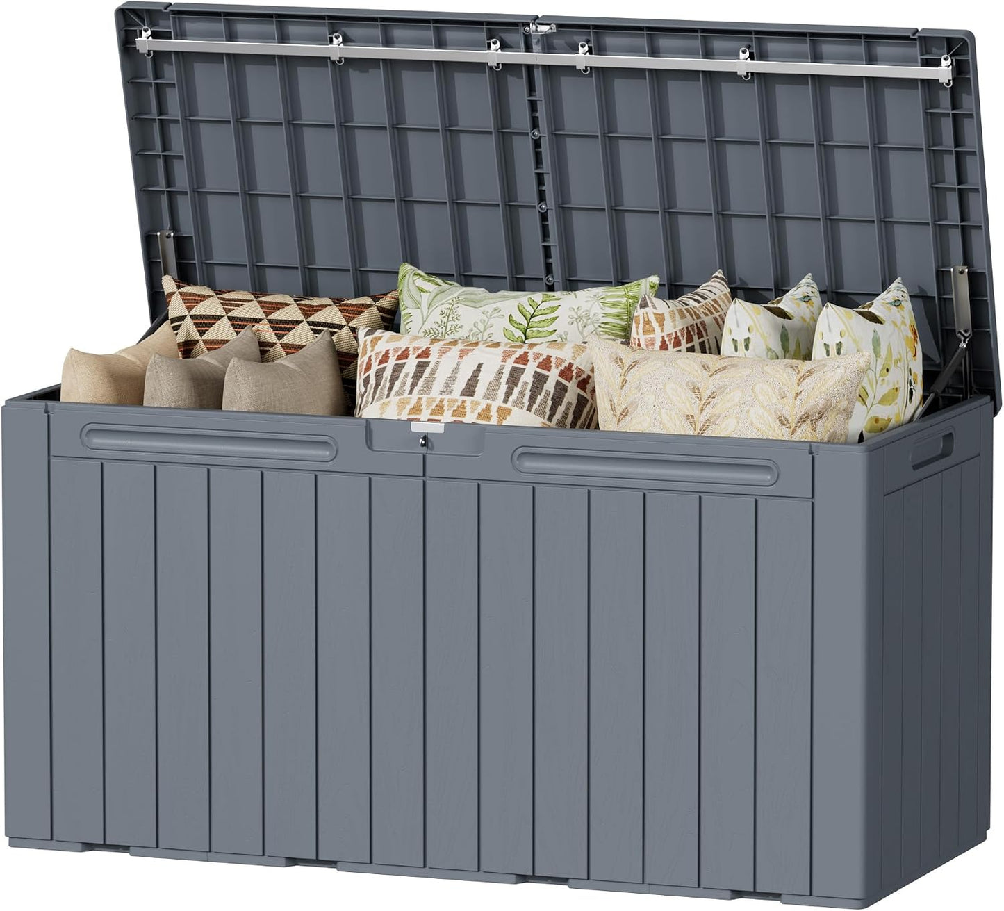 Devoko 100 Gallon Waterproof Large Resin Deck Box Indoor Outdoor Lockable Storage Container for Patio Furniture Cushions Garden Tools (100 Gallon, Black)