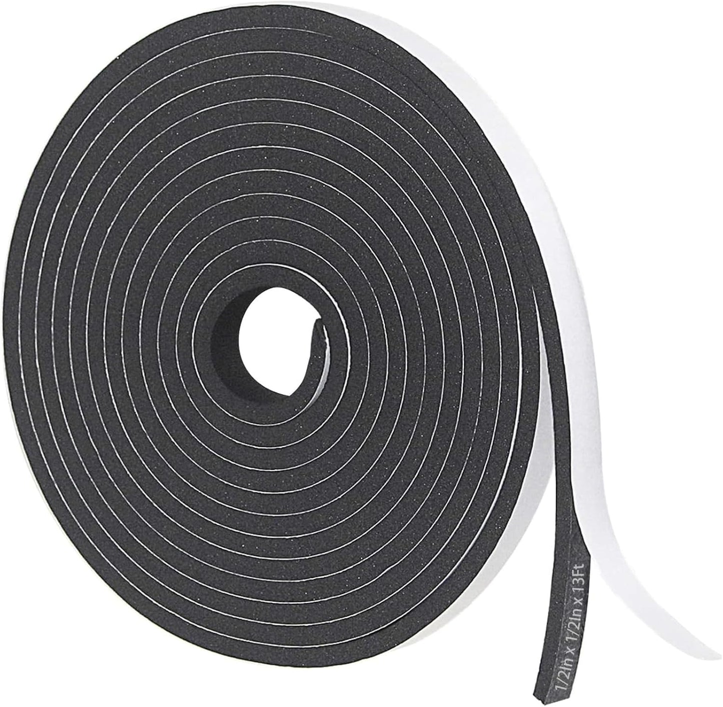 Storystore Weather Stripping Door Seal Strip, 1/2In x 1/4In x 16.5FT Self Adhesive Foam Tape for Door Window Insulation Soundproofing Weatherstrip, High Density Foam Seal for Doors Windows Furniture