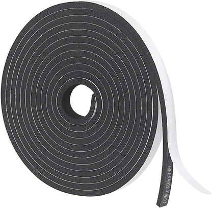Storystore Weather Stripping Door Seal Strip, 1/2In x 1/4In x 16.5FT Self Adhesive Foam Tape for Door Window Insulation Soundproofing Weatherstrip, High Density Foam Seal for Doors Windows Furniture