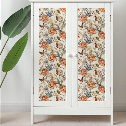 MuralPeel Dark Blue/Yellow Leaf Floral Peel and Stick Wallpaper Vintage Easy Peel Off Self Adhesive Removable Stick on Wall Paper for Kitchen Cabinet Renter Friendly