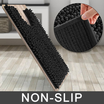 Yimobra Bathroom Rugs Non Slip Washable - Ultra Soft Absorbent Chenille Bath Mat, Quick Dry Shaggy Floor Carpet for Tub Shower, Gray Home Decor Accessories, 24x17 Inch