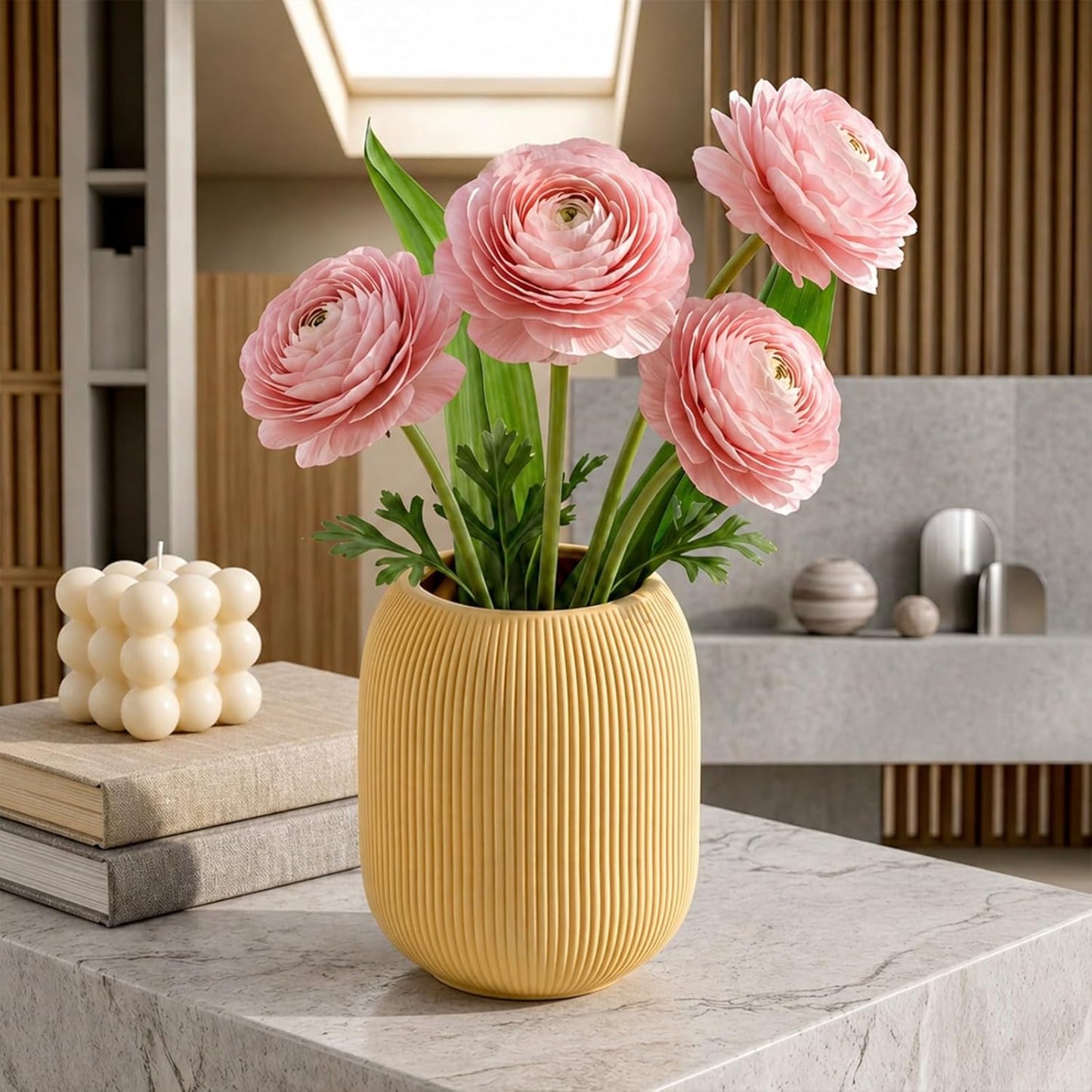 Ceramic Vase Set for Decor, Small Bud Vases, Pastel Decorative Vases for Table, Shelf, Living Room, Kitchen, Nursery, Dorm, (White)