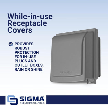 Sigma 14433M Weatherproof 2-Gang While In Use Receptacle Cover, Gray