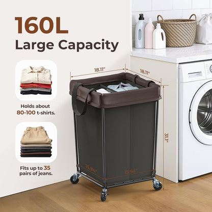 Mefirt 320L Laundry Hamper with Wheels, 3 Section Large Rolling Laundry Basket Bag with Wheels, Clothes Hamper Cart for Laundry, Bedroom, Bathroom and Dorm