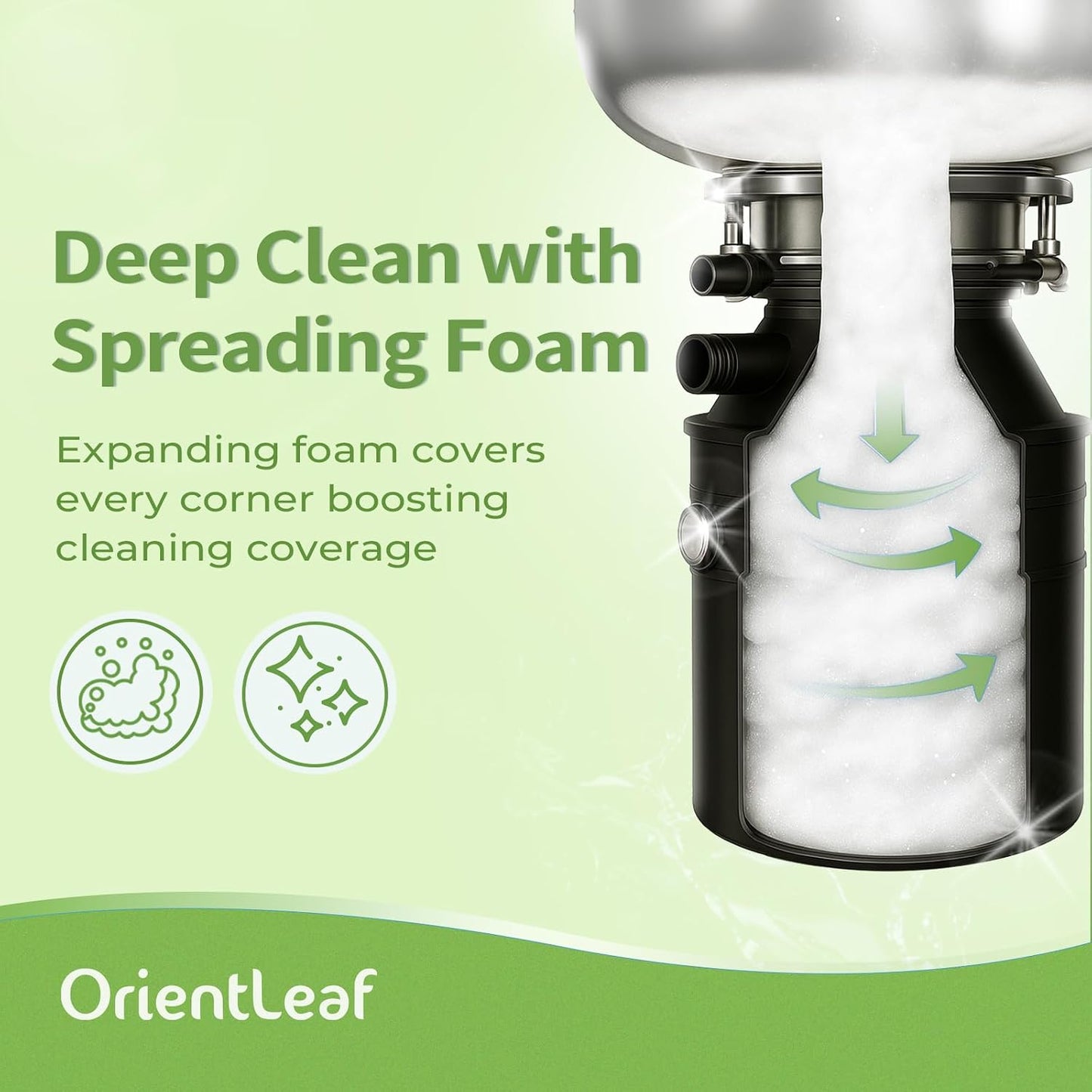 ORIENTLEAF Garbage Disposal Cleaner and Deodorizer Tablets 20g 1 Year Supply Sink Cleaner, Prevents Odors, Natural Kitchen Drain Cleaning Care 12 Pack