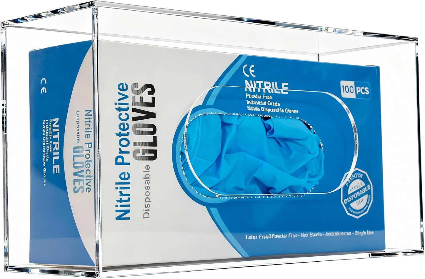 Glove Box Holder Dispenser Acrylic Single Side Loaded Clear Rack Storage Organizer for Medical, Latex