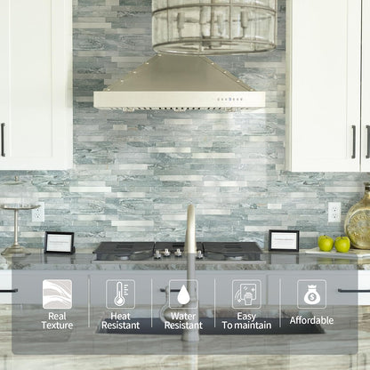Yipscazo 2026 New Upgrade 11.34" X 11.57" Peel and Stick Backsplash, Stick on Backsplash Tiles for Kitchen, Bathroom, Fireplace (10 Sheets, Beige Rocks + Rose Gold)