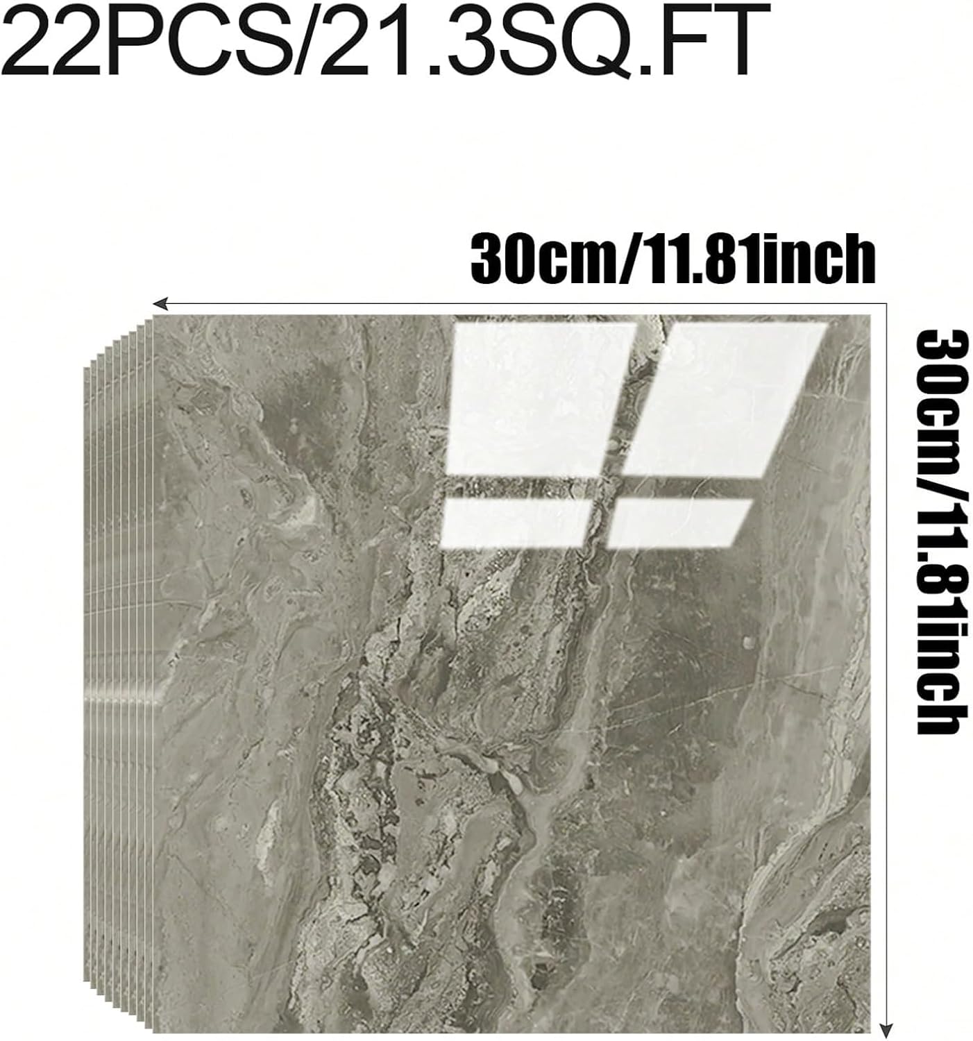 Chejiaye 10pcs Marble Peel and Stick Backsplash Waterproof Washroom Wall Panels, Peel and Stick Tile, PVC Foam Wall Panels for Kitchen,Bathroom,Living Room,Blue and Gold(Not Real Tile,11.8" x 11.8")