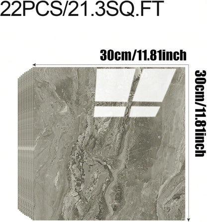 Chejiaye 10pcs Marble Peel and Stick Backsplash Waterproof Washroom Wall Panels, Peel and Stick Tile, PVC Foam Wall Panels for Kitchen,Bathroom,Living Room,Blue and Gold(Not Real Tile,11.8" x 11.8")