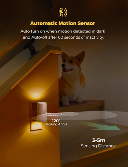 L LOHAS LED Motion Sensor Night Light, Dimmable Night Lights Plug into Wall, Plug in Nightlight, Motion Sensor Light Indoor for Bathroom Hallway Bedroom Stairs Kids Elderly [3000K,2 Pack]