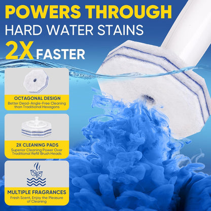 30Ct Aromative Toilet Brush Refills, Toilet Bowl Cleaner Refills, Double-Layer Cleaning Pads Added, Disposable Refill Heads for Toilet Bowl Cleaner Wands，Lemon, Blue Ocean, Lavender （Patented）