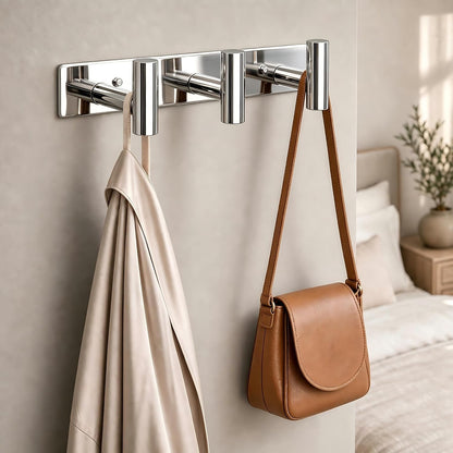 Wall Mounted Coat Rack-3 Hooks, Heavy Duty Stainless Steel Wall Hooks for Towel Coat Bag, Hat Rack Coat Hanger Coat Hooks Towel Racks for Bathroom Entryway Kitchen Office (Silver, 1 Pack)