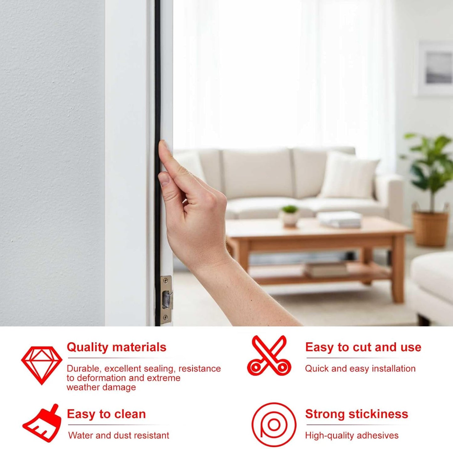 Pangda 10Ft D Shape Rubber Weather Stripping Foam Self-Adhesive EPDM Door Seal Strip for Noise Reduction Waterproof Dustproof for Cars Boats Truck RVs Windows Doors (3/4" W × 3/4" H)