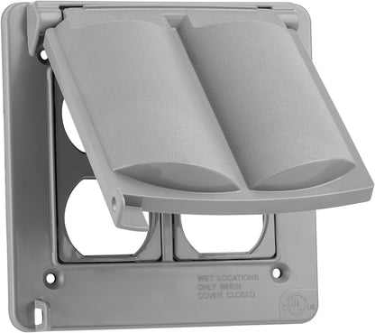 Sealproof Universal Weatherproof Nonmetallic 1-Gang Outlet Cover, UL Listed, Gray
