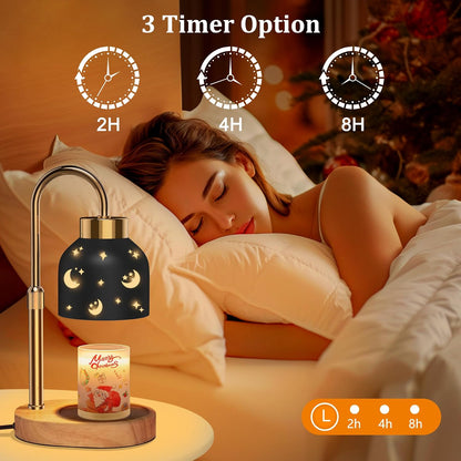 Candle Warmer Lamp with Timer Dimmer, Height & Brightness Adjustable | Black Electric Wax Warmer for Women Mom, Christmas & Birthday Gift, House Warming Gift New Home Decor