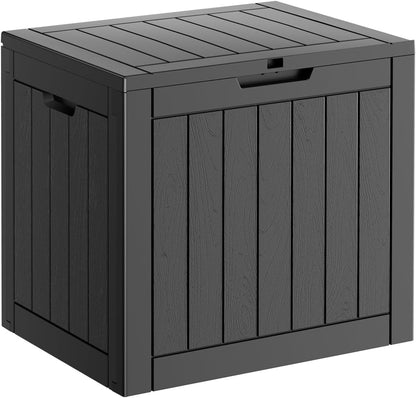 PatioZen 100 Gallon Resin Deck Box, Lockable Patio Outdoor Storage Box for Furniture, Garden Tools and Tools Storage, Waterproof Outside Storage Boxes - Black