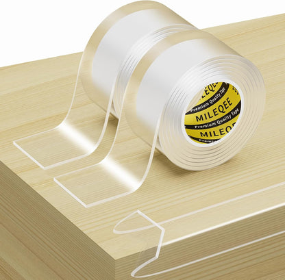 2Pack Clear Edge Protector Strip, 0.8in x 9.84FT(19.68FT Total), Sharp Edge Wrap Cover Tape, Self Adhesive Protective Bumper Guards for Cabinet Door Desk Glass Table Furniture, Kitchen Countertop