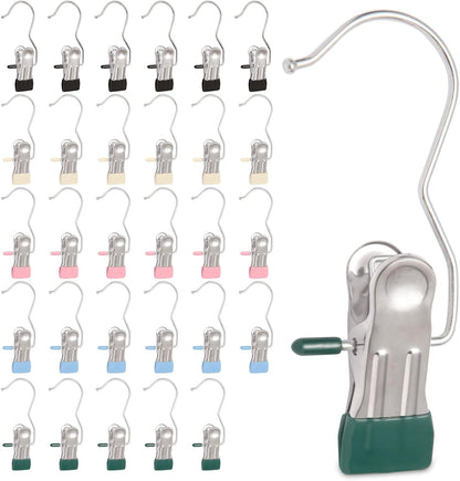 30 Pack Heavy Hanger Clips for Closet, Laundry Hooks Hanging Clips with, Clothespin for Clothes Pants,Clothes Pins Multi-Purpose Clip Big Hangers & Pants Clip Hangers for Hats Socks Towels Travel