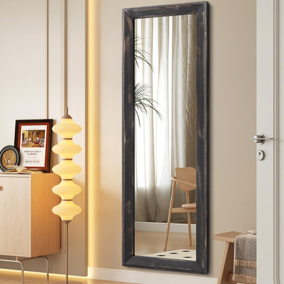AAZZKANG Full Length Mirror Rectangle Wood Framed Large Wall Mirrors Black | 47"x16" Bedroom Living Room Bathroom Dressing Room Entryway Hanging Mirror