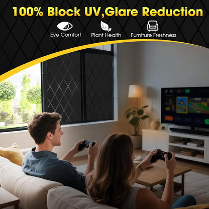 Privacy Window Film Day & Night, Static Cling Frosted Glass Window Film, 99% UV Blocking, No Glue Removable Window Covering for Bathroom Bedroom Kitchen Office (17.5 x 78.7 in)