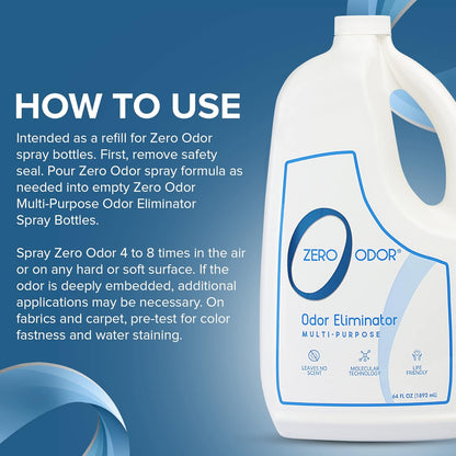 Zero Odor – Multi-Purpose Odor Eliminator - Air & Surface Odor – Patented Technology for Bathroom, Kitchen, Fabric, Closet- Smell Great Again, 16oz
